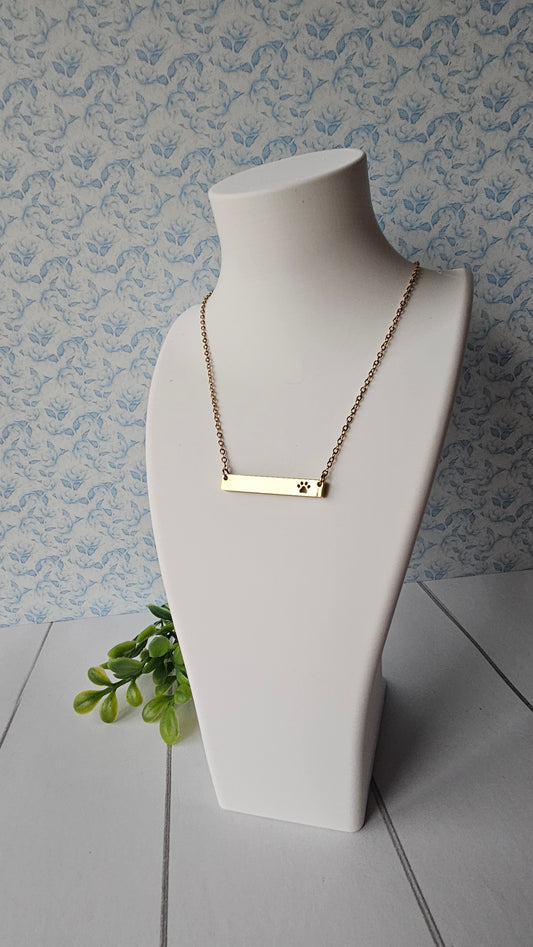 Engraved Paw Bar Necklace – A Little Love for Your Fur Baby