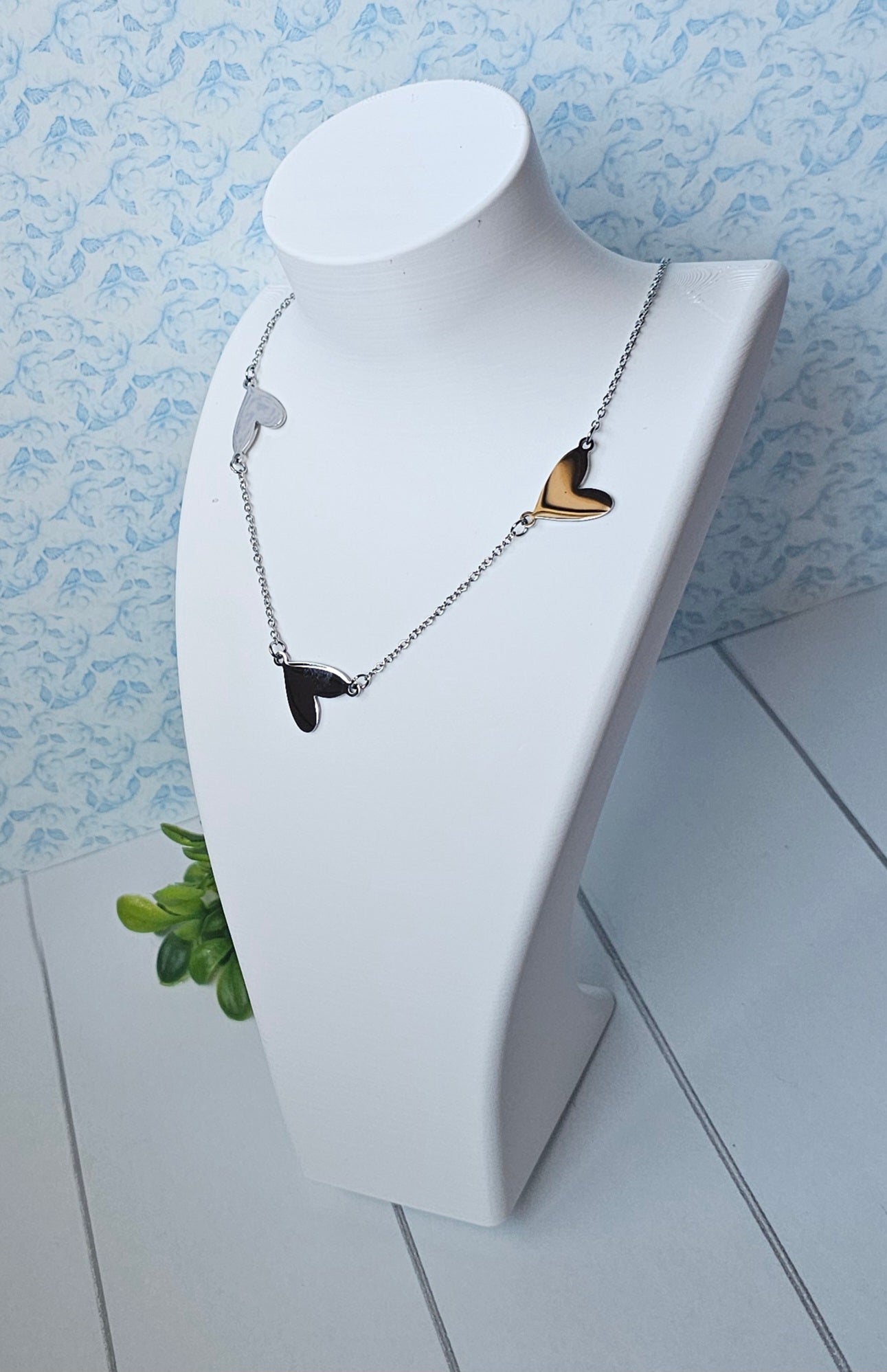 Heart Station Necklace – Minimalist Layered Chain