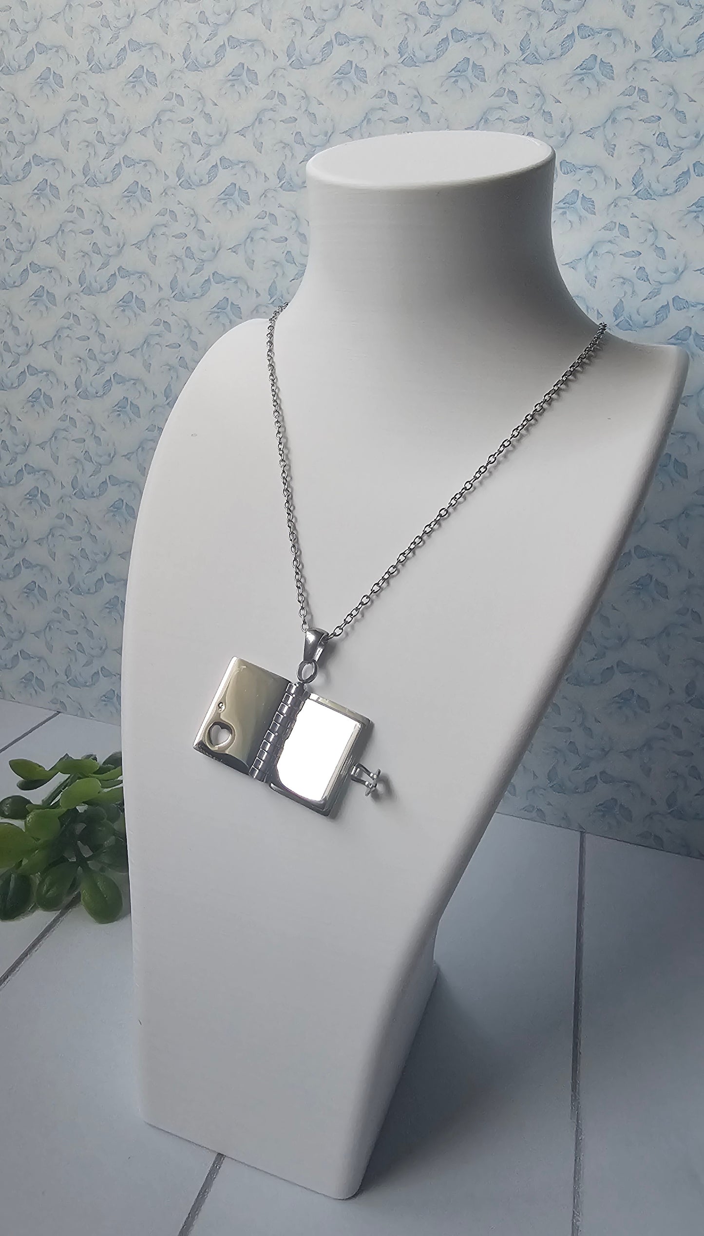 Personalized Book Locket Necklace – Custom Engraved Mini Journal Charm