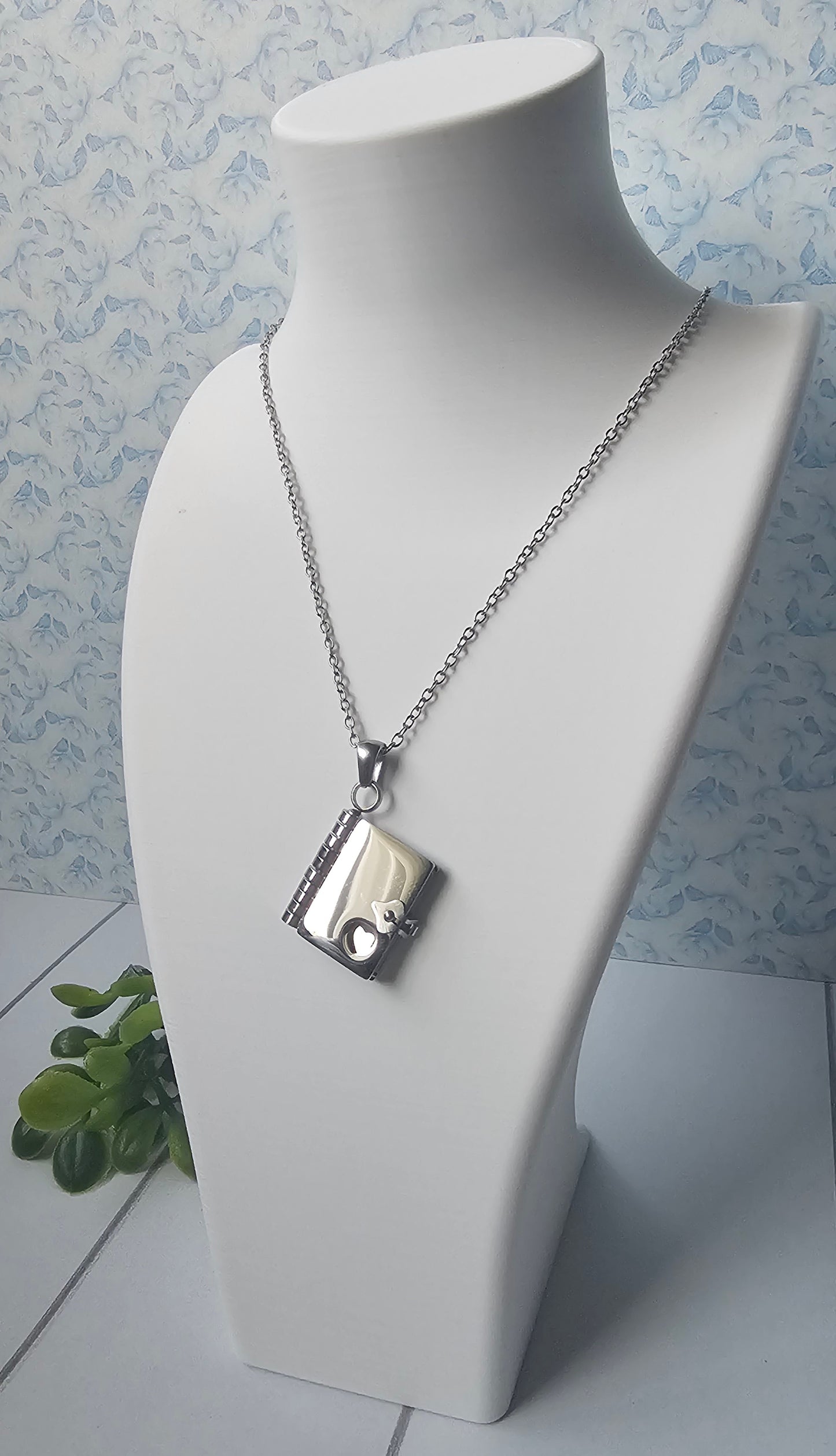 Personalized Book Locket Necklace – Custom Engraved Mini Journal Charm